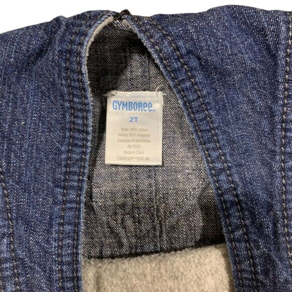 Gymboree Toddlers Embroidered Penguin Blue Jeans Denim Blue Overalls Bib 2T - Picture 4 of 8